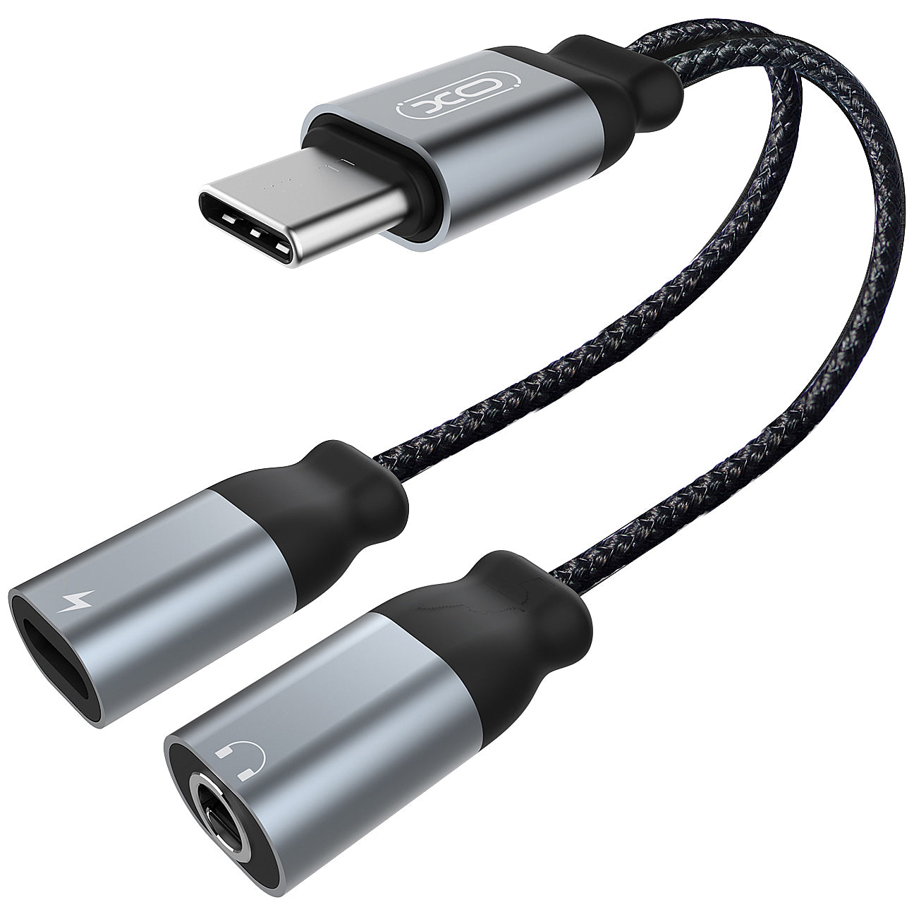 Аудио адаптер USB-C - USB-C / 3.5mm XO Design NBR160B, Черен