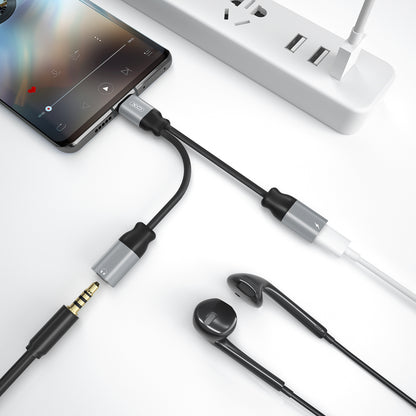 Аудио адаптер USB-C - USB-C / 3.5mm XO Design NBR160B, Черен