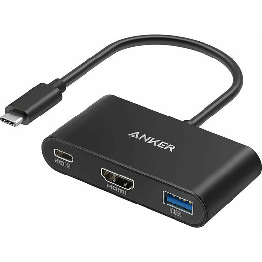 Аудио и видео адаптер USB-C - USB-C / HDMI / USB-A Anker PowerExpand, Черен A8339HA1