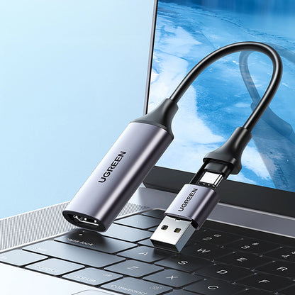 Аудио и видео адаптер USB-A / USB-C - HDMI UGREEN CM489, сив 