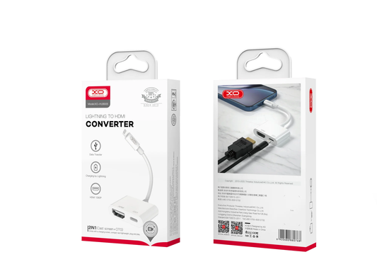 Аудио и видео адаптер Lightning - HDMI / Lightning XO Design HUB005, Бял