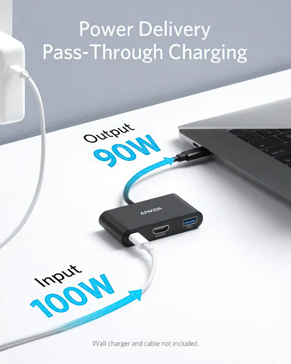 Аудио и видео адаптер USB-C - USB-C / HDMI / USB-A Anker PowerExpand, Черен A8339HA1