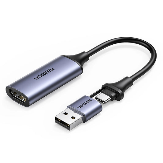 Аудио и видео адаптер USB-A / USB-C - HDMI UGREEN CM489, сив 