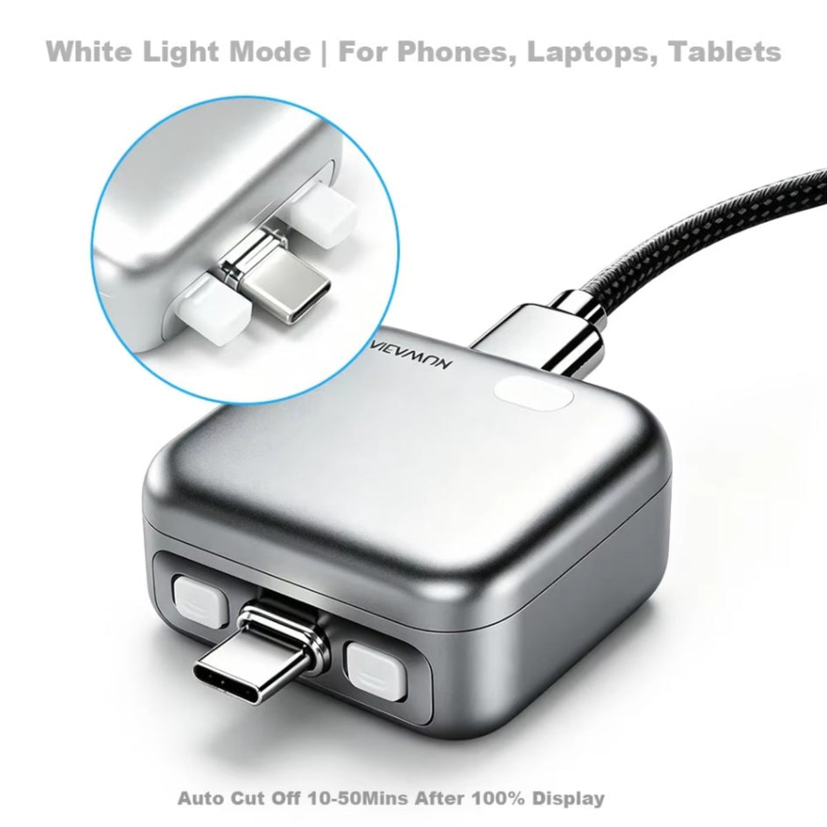 Авто адаптер USB-C KUWAJIA KH-51 с автоматично изключване и защита на батерията, сребрист