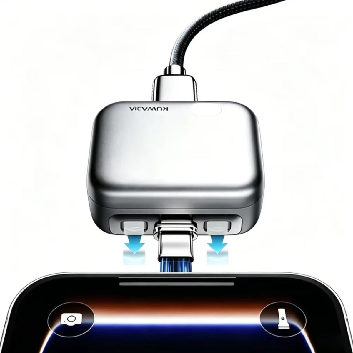 Авто адаптер USB-C KUWAJIA KH-51 с автоматично изключване и защита на батерията, сребрист