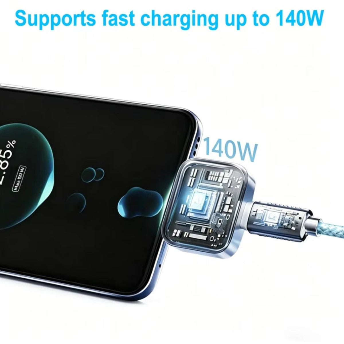 Авто адаптер USB-C KUWAJIA KH-51 с автоматично изключване и защита на батерията, сребрист