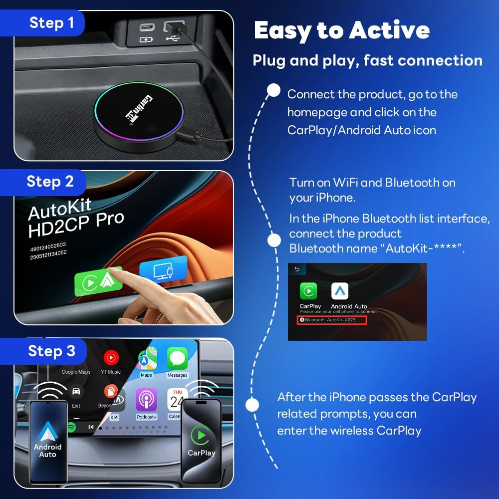 Адаптер Carplay / Android Auto Wireless Carlinkit HD2CP Pro за Apple iPhone / Android Series