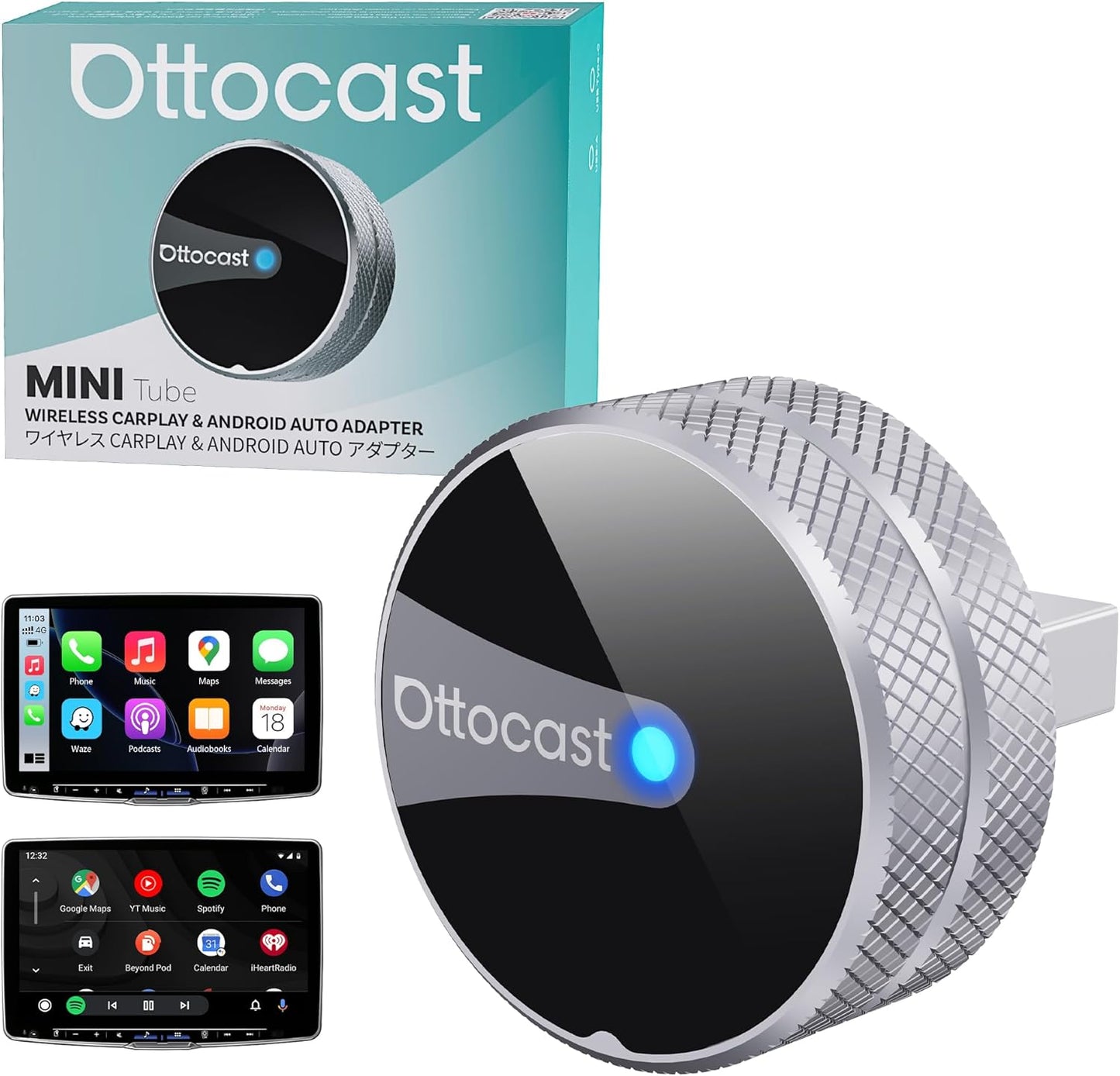 Безжичен адаптер Carplay / Android Auto Ottocast Mini Slim Tube за Apple iPhone / Android Series CP88-T4