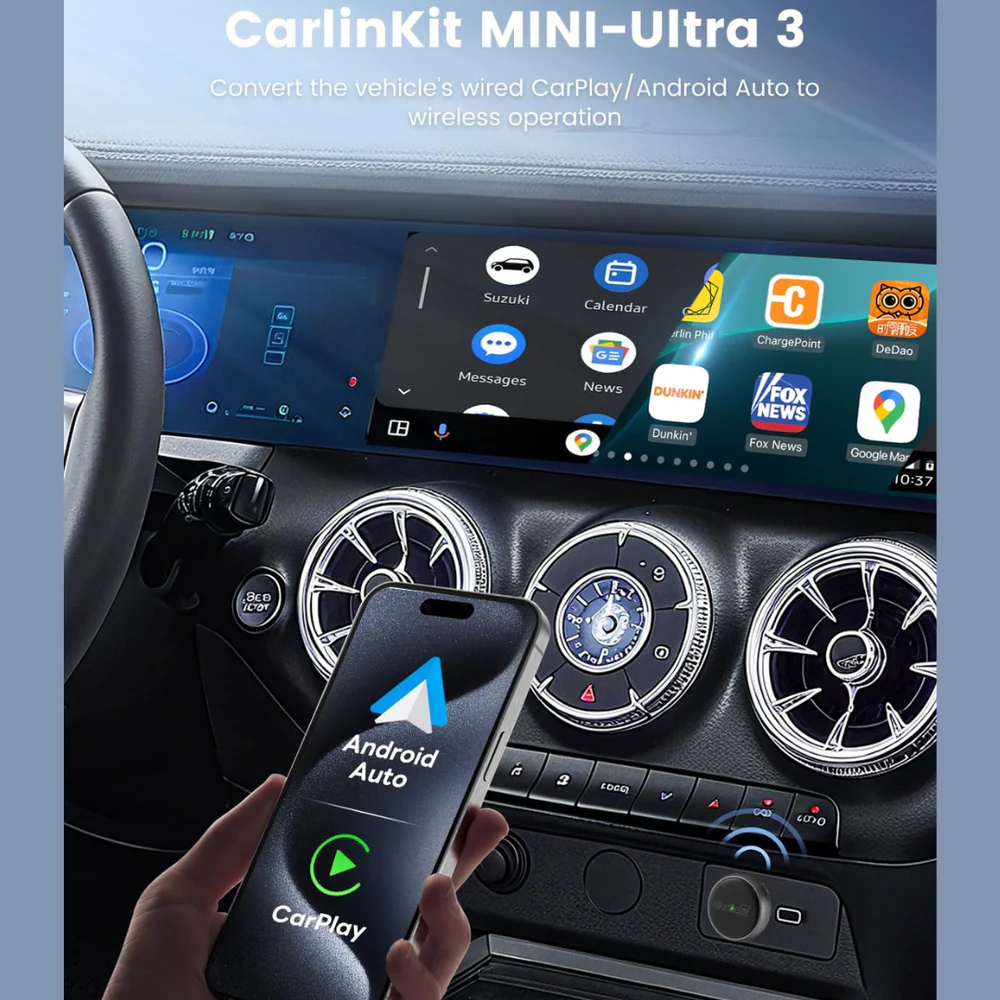 Адаптер Carplay / Android Auto Wireless Carlinkit Mini Ultra3 за Apple iPhone / Android Series