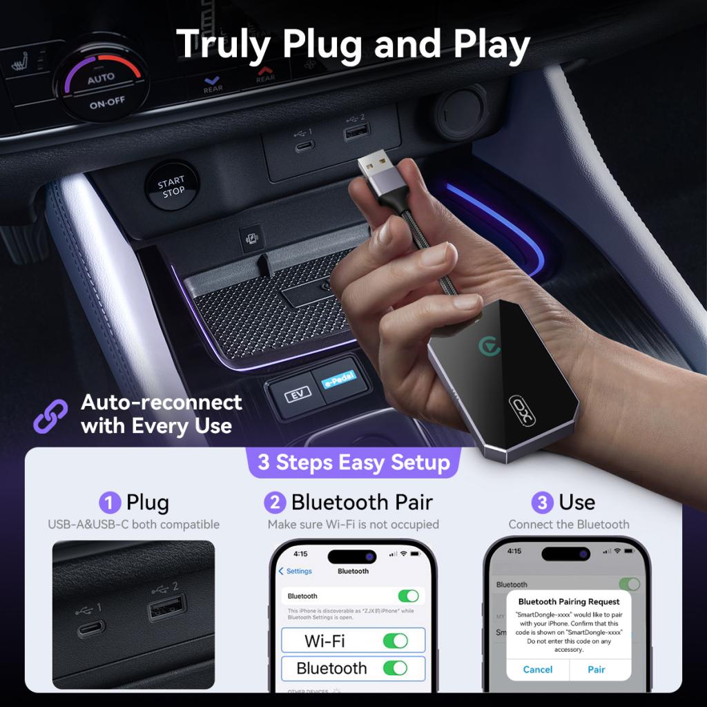 Безжичен адаптер Carplay XO Design CZ016 за серията Apple iPhone