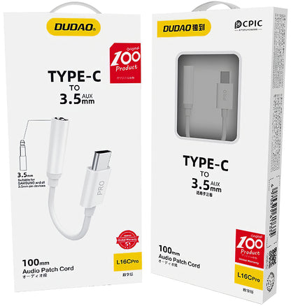 USB-C - 3,5 мм аудио адаптер Dudao L16CPro, бял