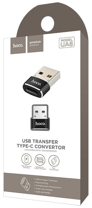 Адаптер за данни и зареждане USB-C - USB-A HOCO UA6, черен