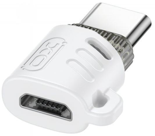 Адаптер за данни и зареждане microUSB - USB-C XO Design NB256G, Бял