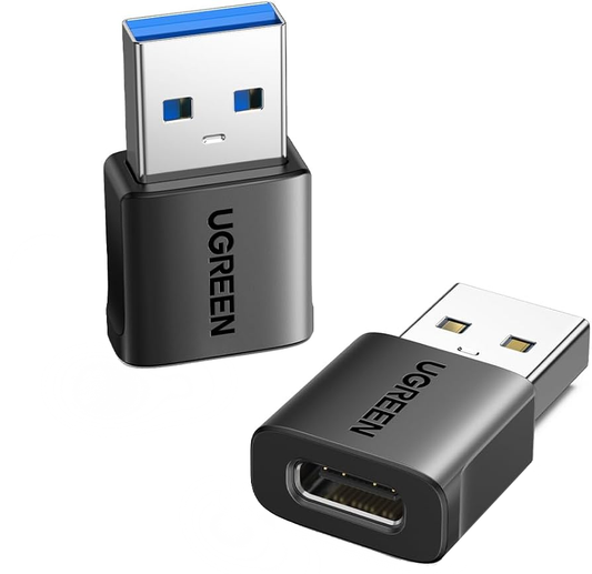Адаптер за данни и зареждане USB-C - USB-A UGREEN US701 (45275), комплект от 2 броя, черен