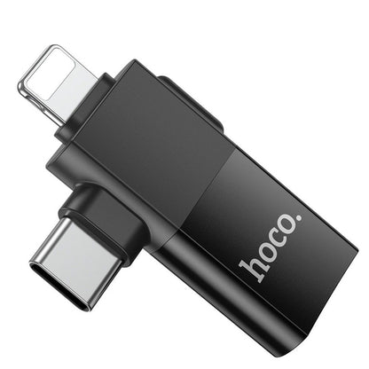 Адаптер OTG USB-C / Lightning - USB-A HOCO UA17, Черен