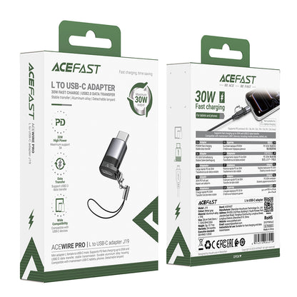 Адаптер за данни и зареждане Lightning - USB-C Acefast J19, Сив