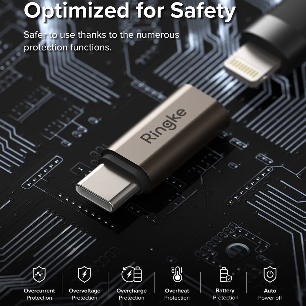 Адаптер за данни и зареждане Lightning - USB-C Ringke, Кафяв, Комплект 2 броя