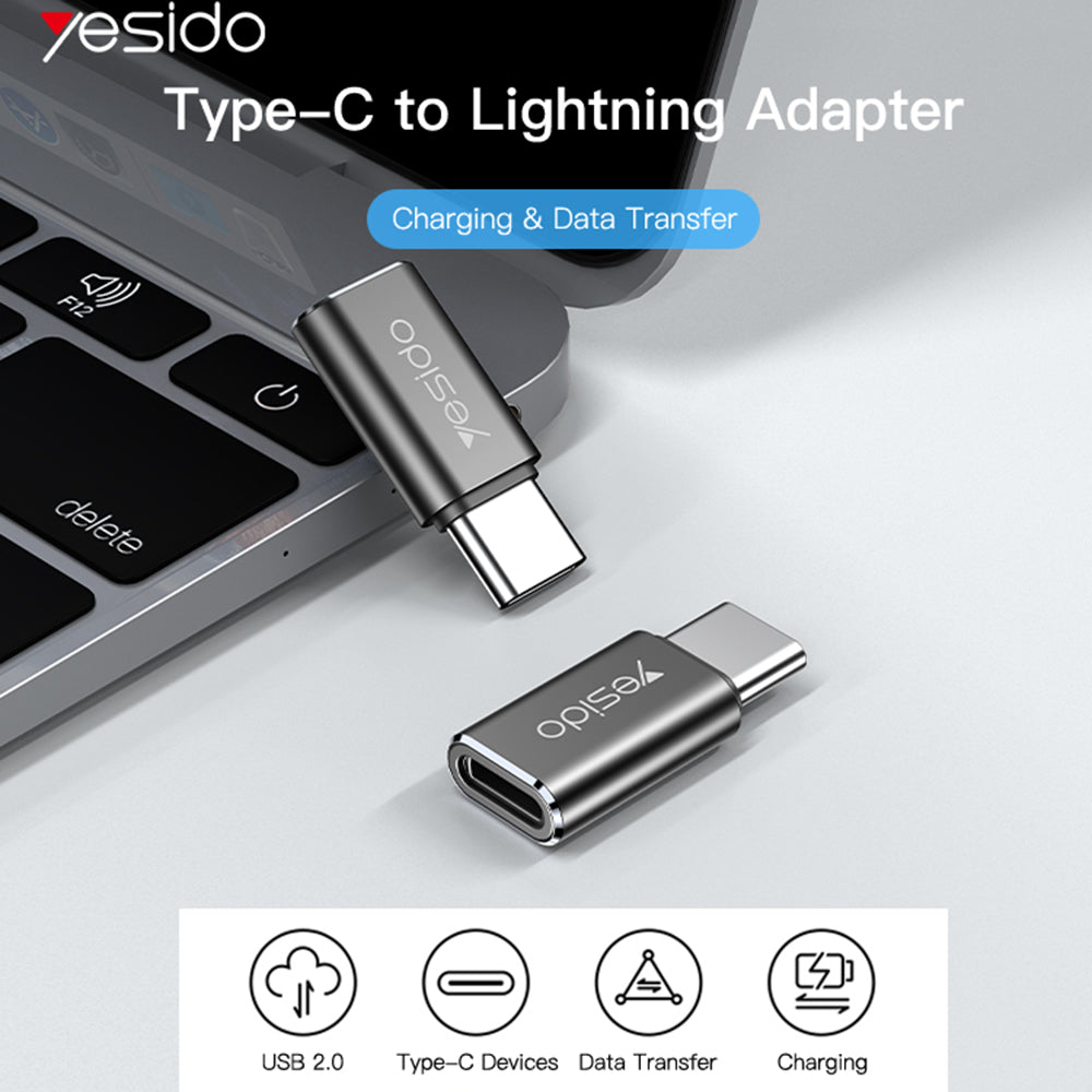 Адаптер за данни и зареждане Lightning - USB-C Yesido GS22, Сив
