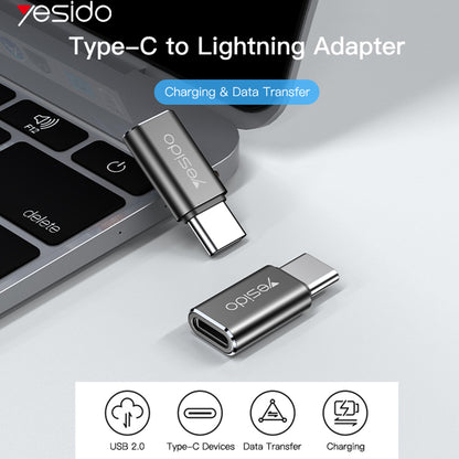 Адаптер за данни и зареждане Lightning - USB-C Yesido GS22, Сив