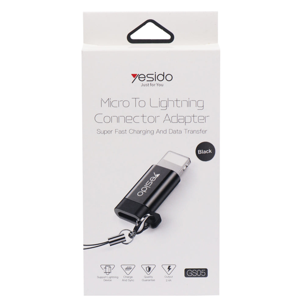 MicroUSB - Lightning Data and Charging Adapter Yesido GS05, Black