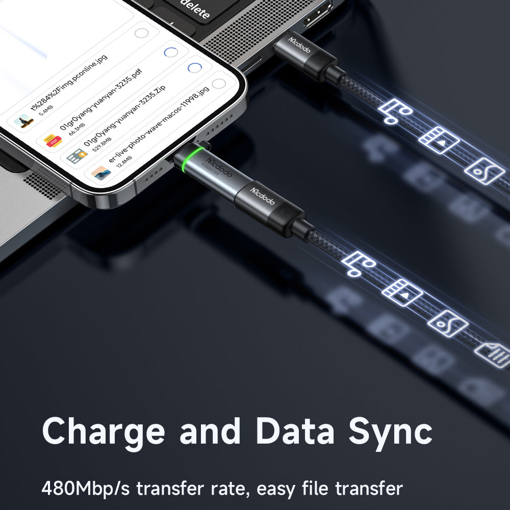 Адаптер за данни и зареждане USB-C - Lightning McDodo OT-2590 Power Off, Черен