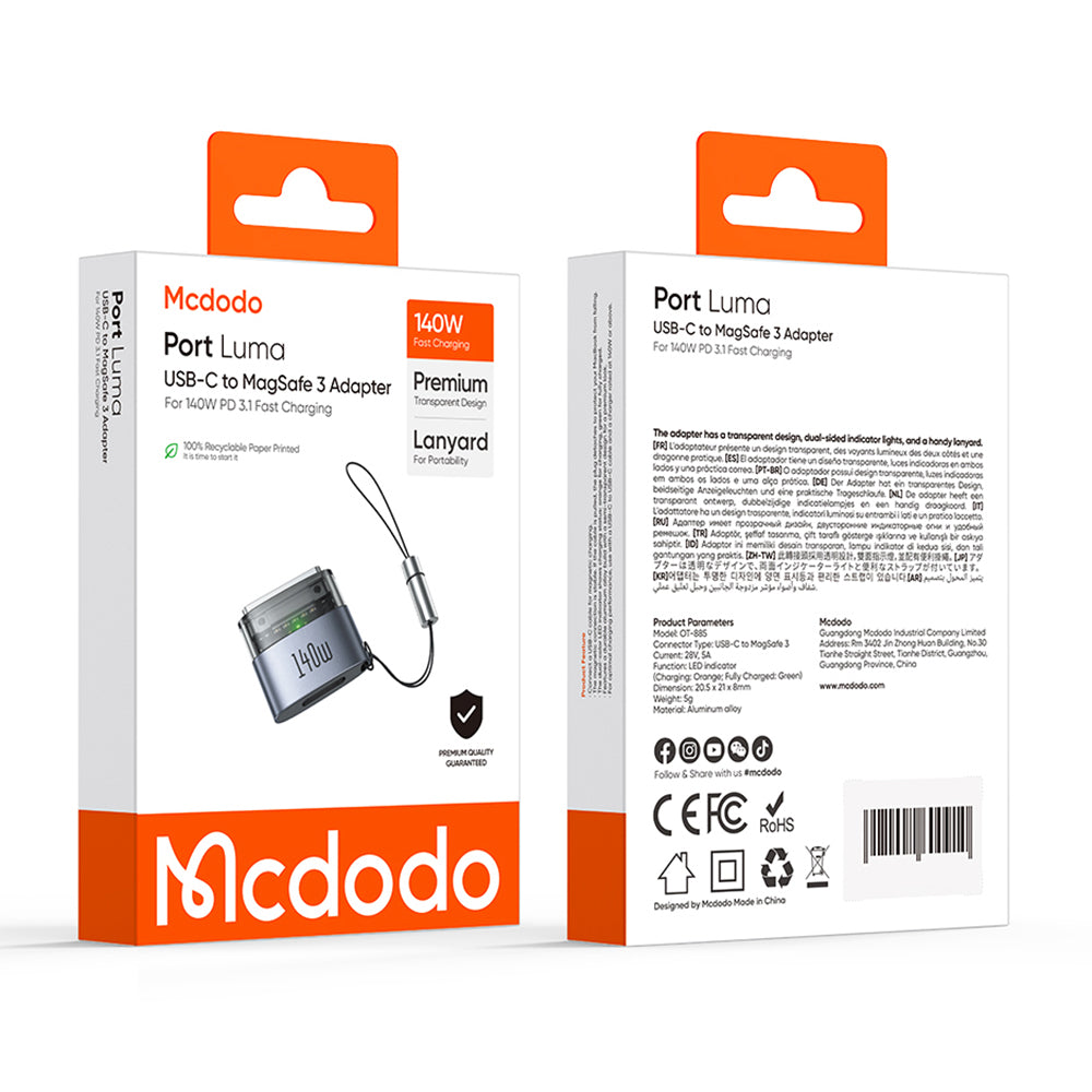 USB-C зарядно устройство - MagSafe 3 McDodo OT-8850, Черно