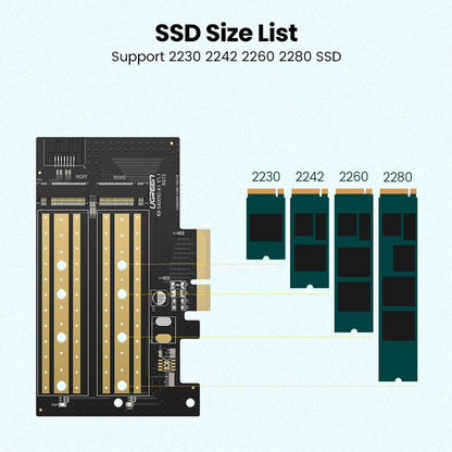 Адаптер Интерфейс SSD UGREEN CM302 (70504), NVMe M.2 / SATA - PCIe 3.0 X4