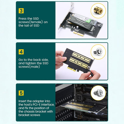 Адаптер Интерфейс SSD UGREEN CM302 (70504), NVMe M.2 / SATA - PCIe 3.0 X4