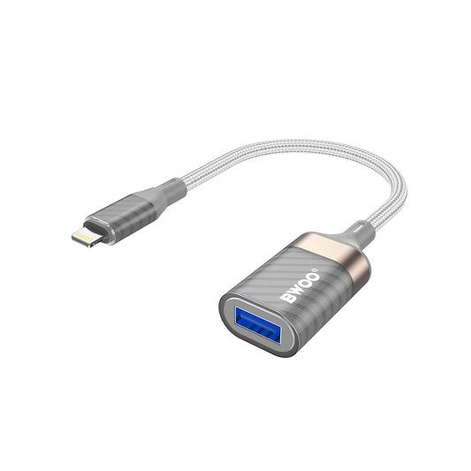 Адаптер OTG Lightning - USB-A BWOO BZ70, Сив