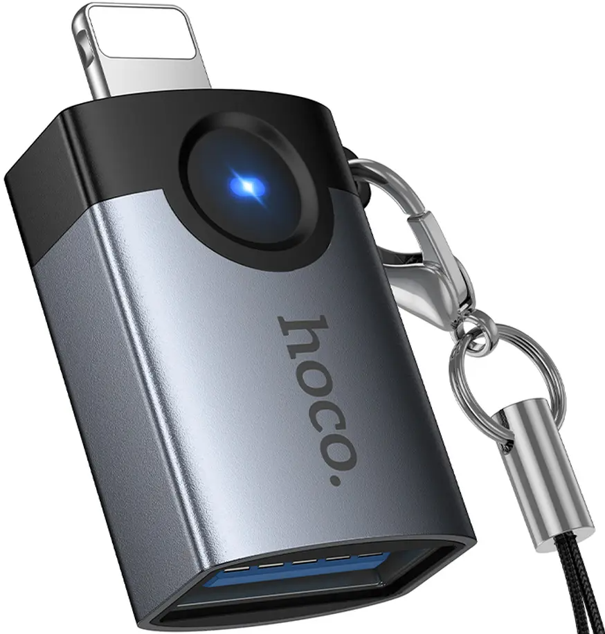 OTG адаптер Lightning - USB-A HOCO UA46, Сив