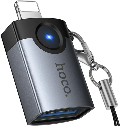 OTG адаптер Lightning - USB-A HOCO UA46, Сив