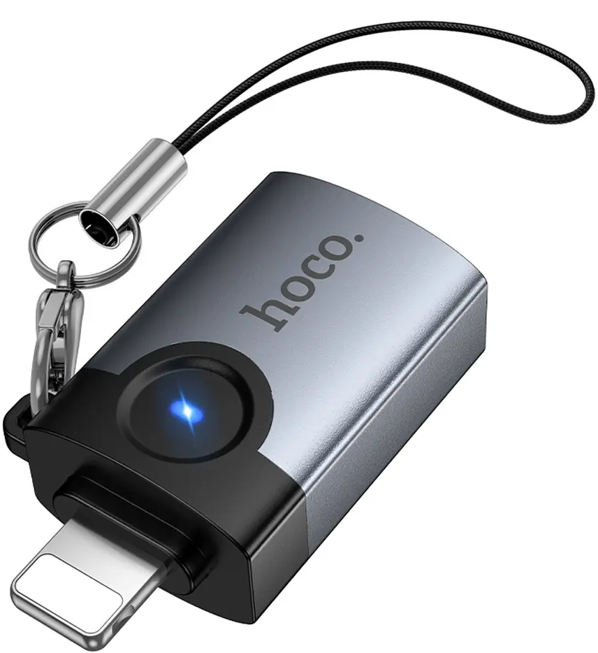 OTG адаптер Lightning - USB-A HOCO UA46, Сив