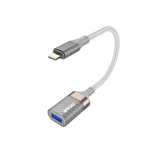 Адаптер OTG Lightning - USB-A BWOO BZ70, Сив