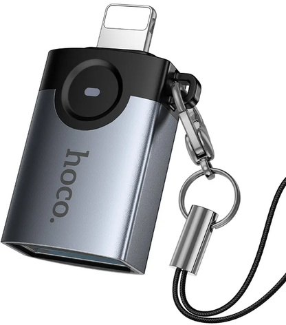 OTG адаптер Lightning - USB-A HOCO UA46, Сив