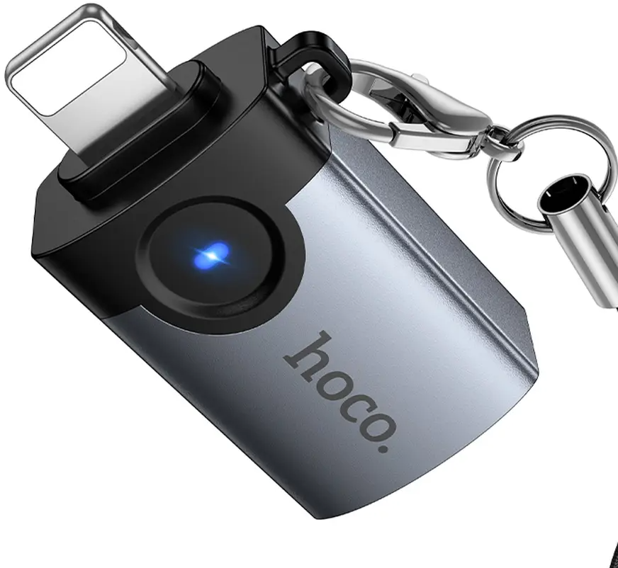 OTG адаптер Lightning - USB-A HOCO UA46, Сив