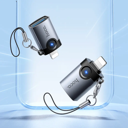OTG адаптер Lightning - USB-A HOCO UA46, Сив