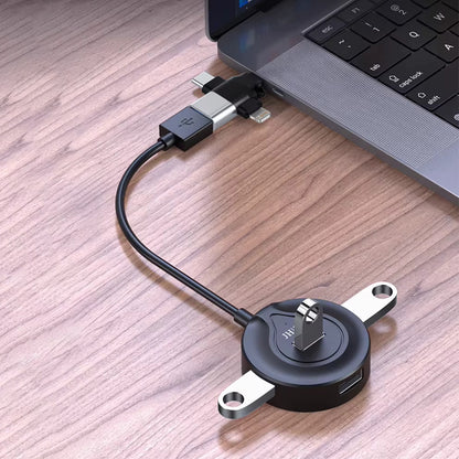 Адаптер OTG Lightning / microUSB / USB-C - USB-A Techsuit A17 SoundVoltX, Черен