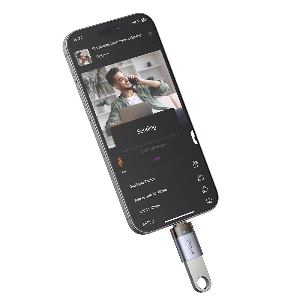 Адаптер OTG Lightning - USB-A McDodo OT-7390, Черен