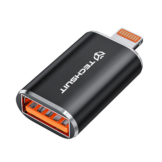 Адаптер OTG Lightning - USB-A Techsuit A6 HyperPort, Черно Оранжев