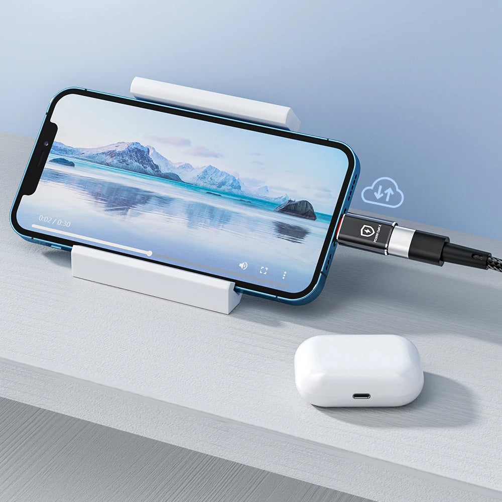 Адаптер OTG Lightning - USB-A Techsuit A6 HyperPort, Черно Оранжев