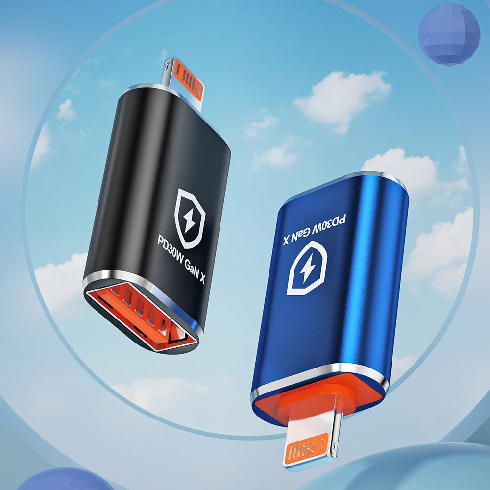 Адаптер OTG Lightning - USB-A Techsuit A6 HyperPort, Черно Оранжев