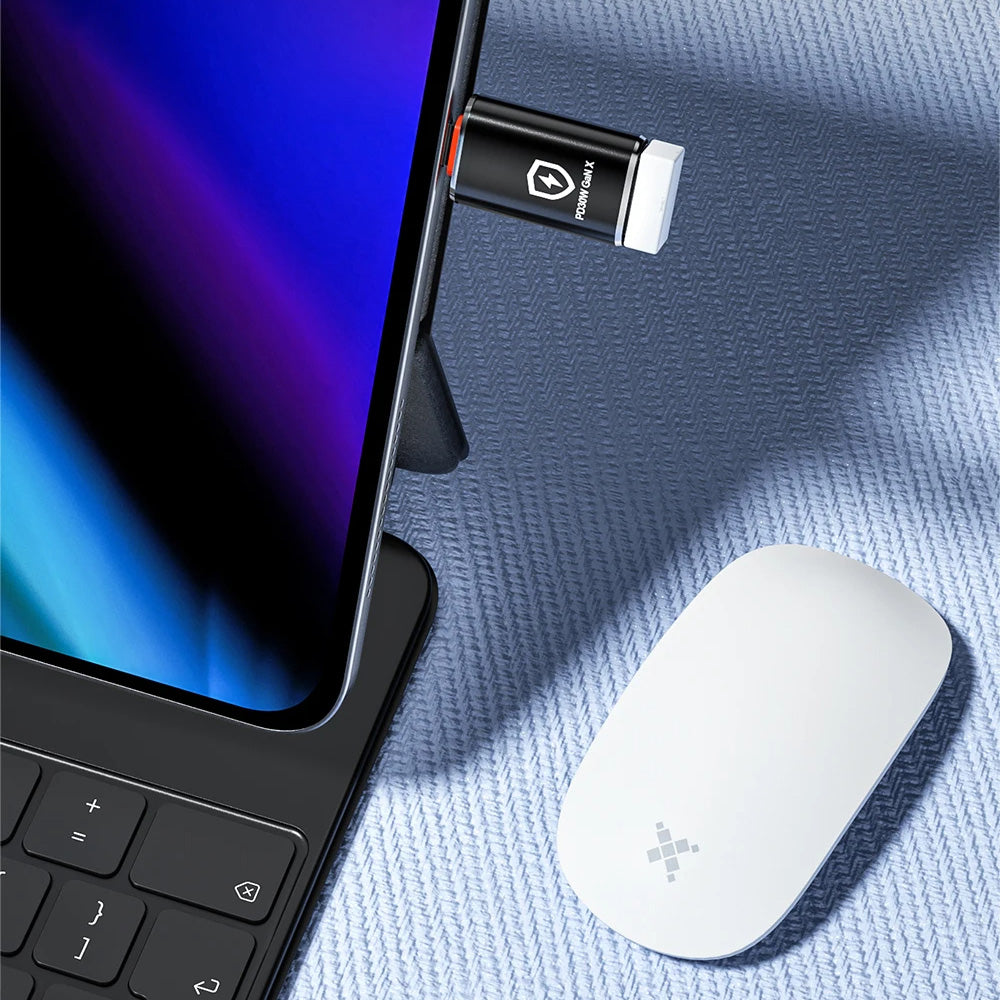 Адаптер OTG Lightning - USB-A Techsuit A6 HyperPort, Черно Оранжев