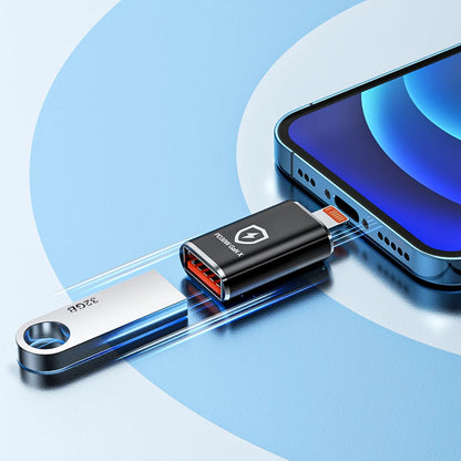 Адаптер OTG Lightning - USB-A Techsuit A6 HyperPort, Черно Оранжев