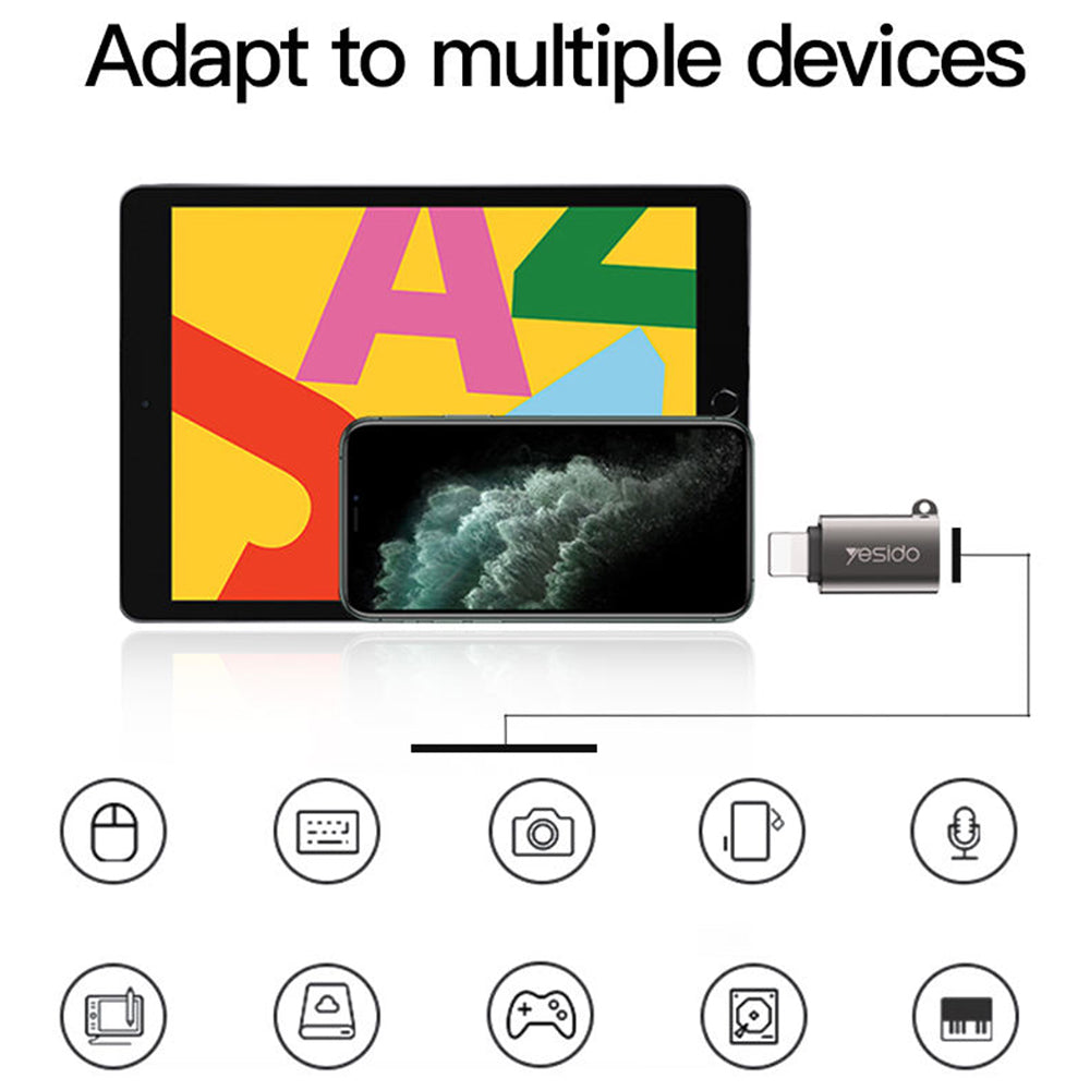 Адаптер OTG Lightning - USB-A Yesido GS14, Черен