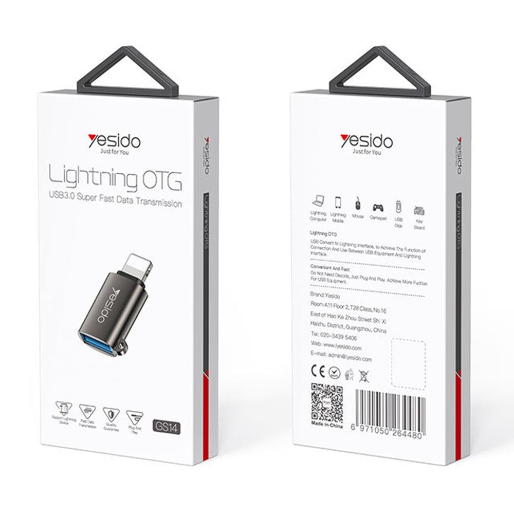 Адаптер OTG Lightning - USB-A Yesido GS14, Черен