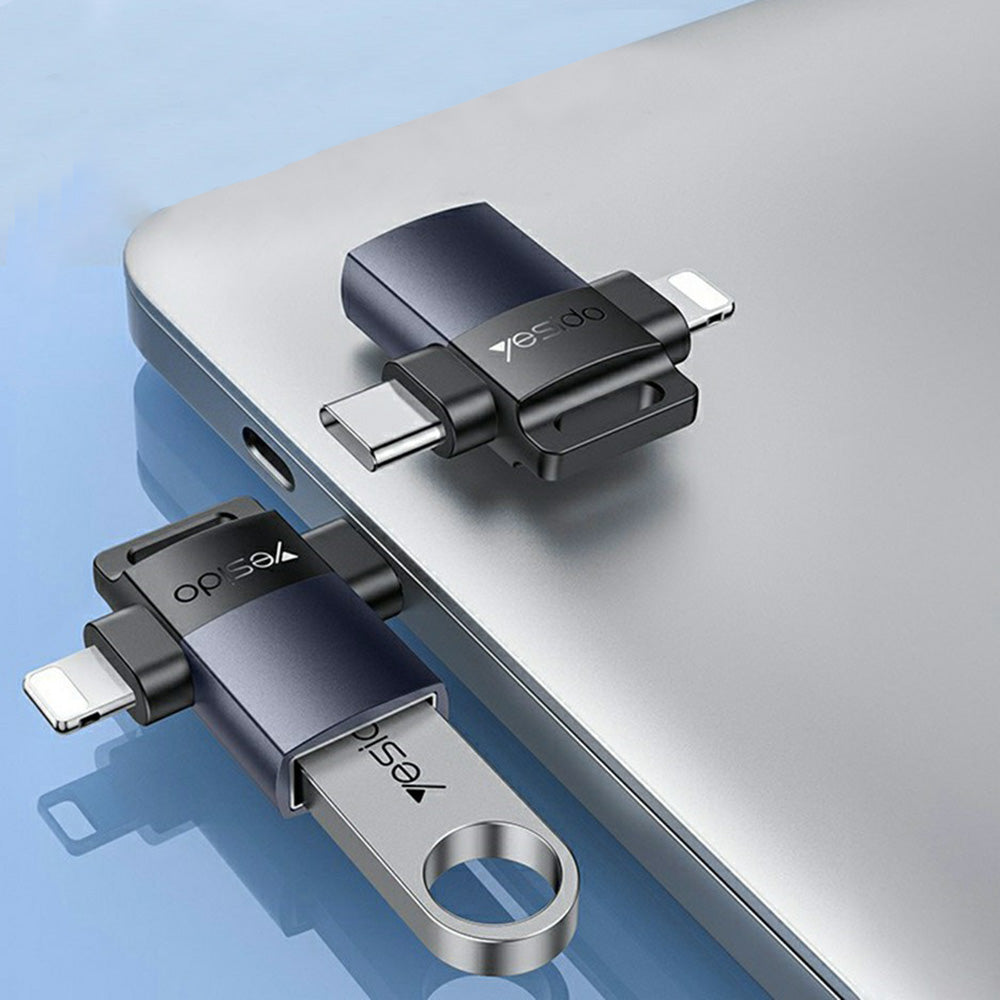 OTG Lightning / USB-C to USB-A Yesido GS35 Adapter, Gray