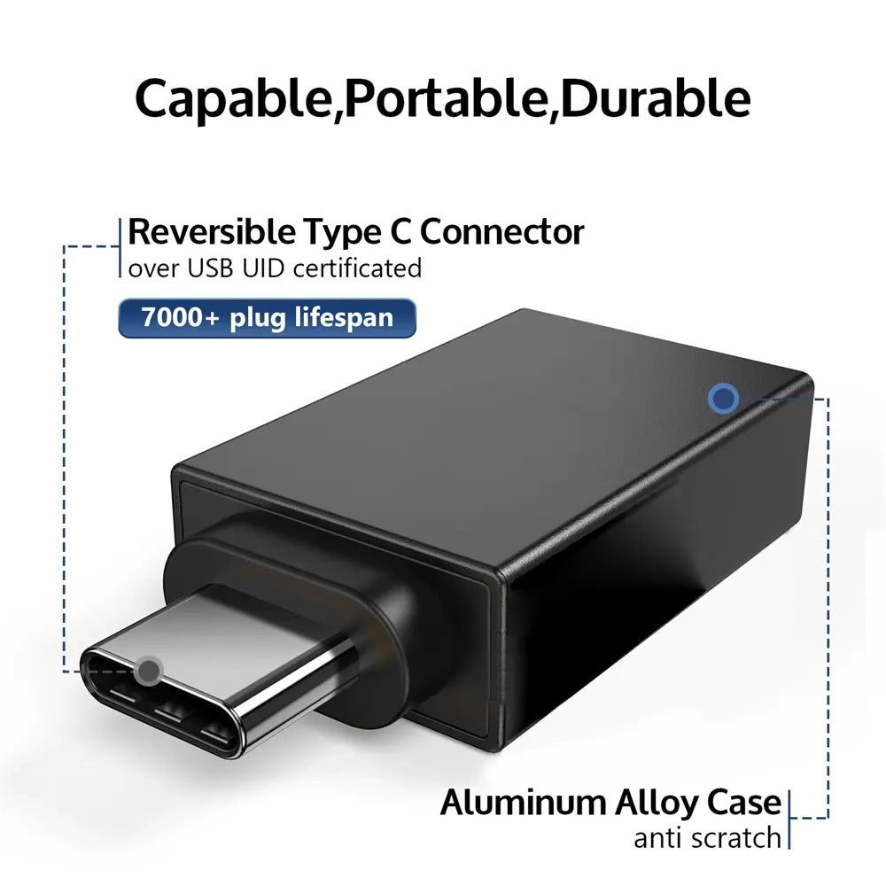 Адаптер OTG microUSB / USB-C - USB-A Techsuit A13 DuoVoltX, Сив, Комплект 2 броя