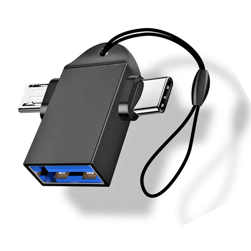 Адаптер OTG microUSB / USB-C - USB-A Techsuit A16 TwoVoltX, Черен