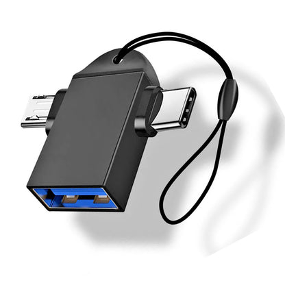 Адаптер OTG microUSB / USB-C - USB-A Techsuit A16 TwoVoltX, Черен