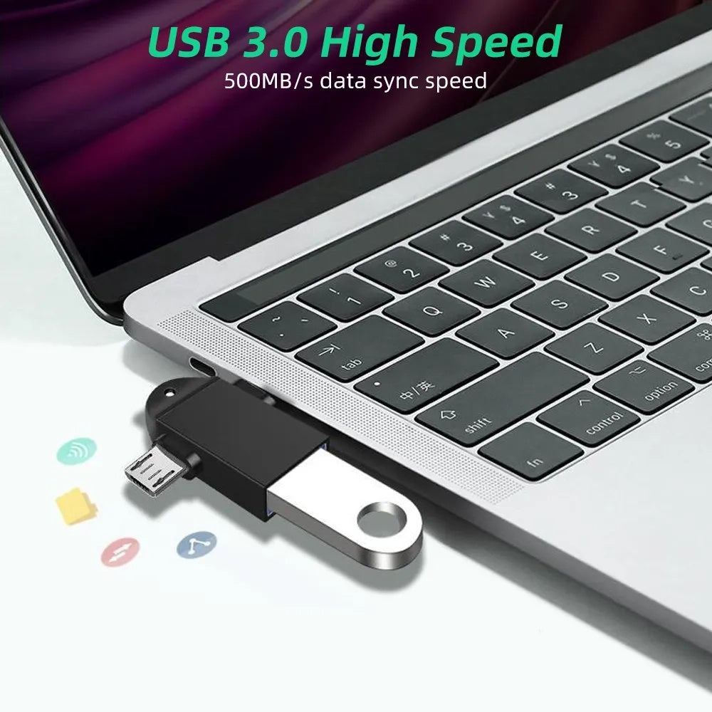Адаптер OTG microUSB / USB-C - USB-A Techsuit A16 TwoVoltX, Черен